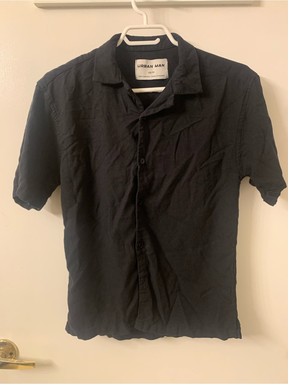 Urban Outfitters Urban Man Short-Sleeve Button-Up Shirt - Black